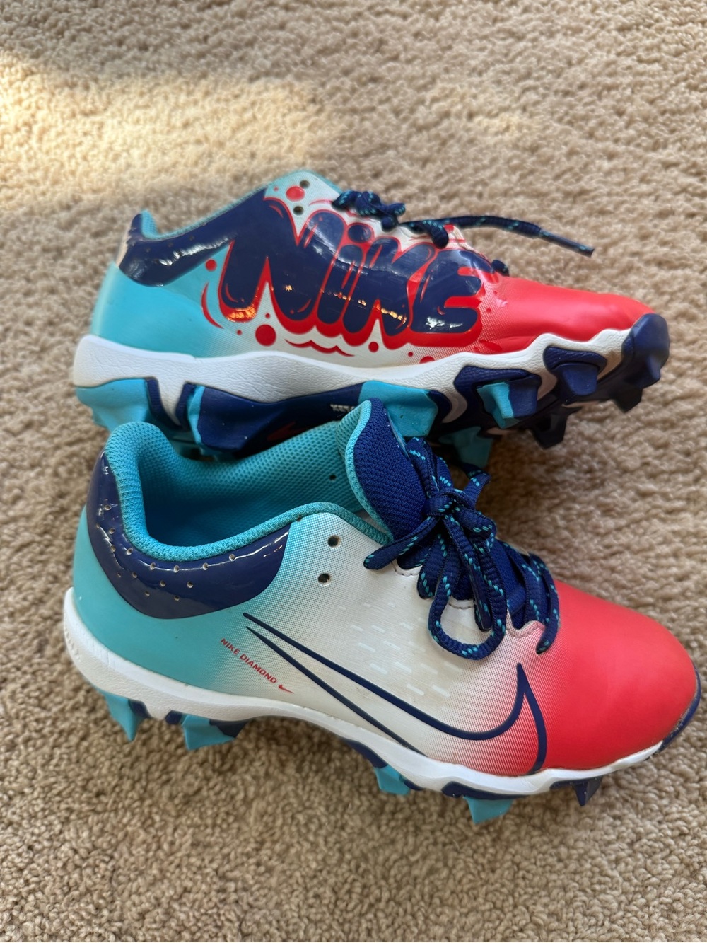 Nike Diamond Kids' Gradient Red & Teal Cleats